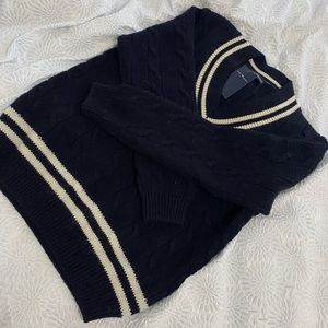 Brandy Melville Navy Cabel Knit Wool Nikki Sweater (one size)